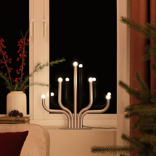 FRÖJDA LED table decoration, silver-colour, 40 cm