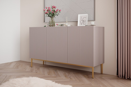 Three-Door Cabinet Nicole 150cm, antique pink/gold legs