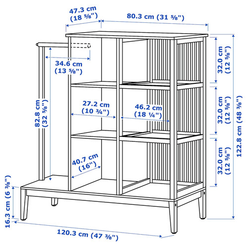 NORDKISA Open wardrobe with sliding door, bamboo, 120x123 cm