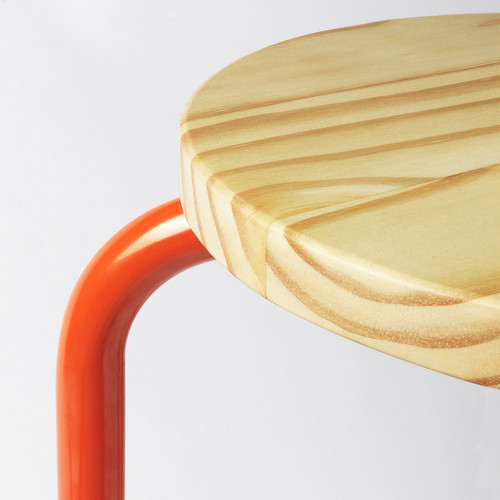 DOMSTEN Stool, orange/pine