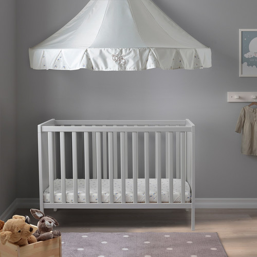 SUNDVIK Cot, grey, 60x120 cm