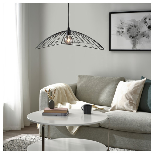 MOTSJÖ Pendant lamp shade, black, 60x40 cm