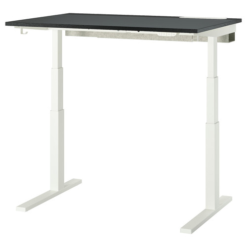 MITTZON Desk sit/stand, electric black stained ash veneer/black white, 120x80 cm