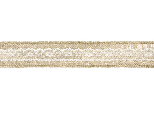 Jute Ribbon with Lace 50mm/5m