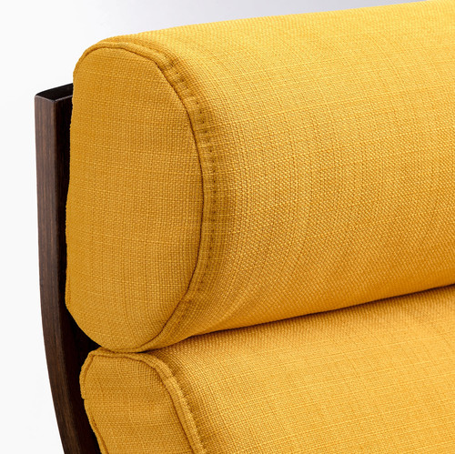 POÄNG Armchair, brown/Skiftebo yellow