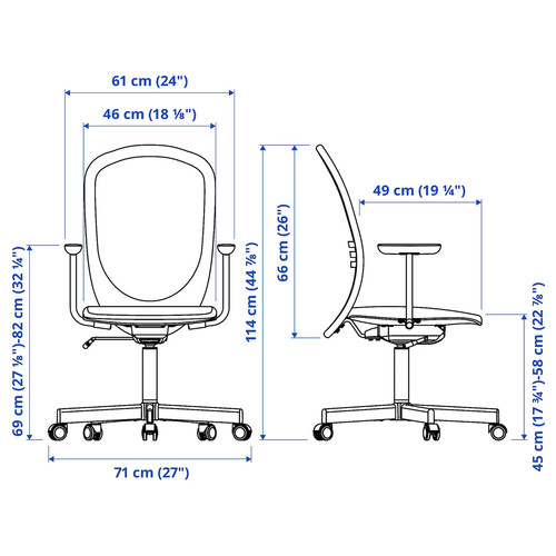 FLINTAN Office chair with armrests, Diseröd grey