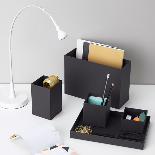 TJENA Desk organiser, black, 18x17 cm