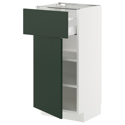 METOD / MAXIMERA Base cabinet with drawer/door, white/Havstorp deep green, 40x37 cm