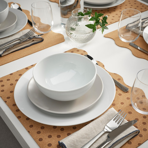 SOLABBORRE Place mat, cork/dotted, 42x32 cm, 4 pack