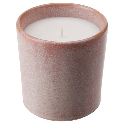 LUGNARE Scented candle in ceramic jar, Jasmine/pink, 50 hr