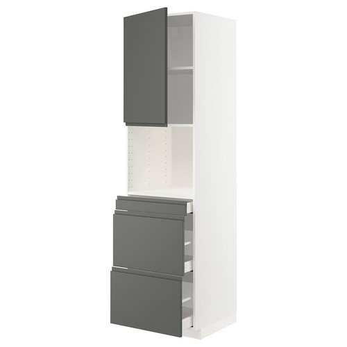 METOD / MAXIMERA Hi cab f micro combi w door/3 drwrs, white/Voxtorp dark grey, 60x60x220 cm