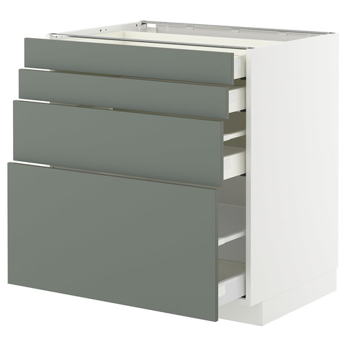 METOD / MAXIMERA Base cab 4 frnts/4 drawers, white/Nickebo matt grey-green, 80x60 cm