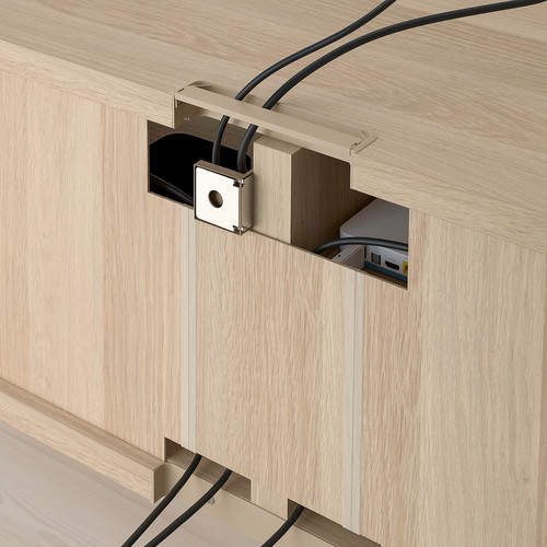 BESTÅ / EKET TV storage combination, white/white stained oak