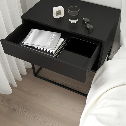 VIKHAMMER Nightstand, black, 60x39 cm