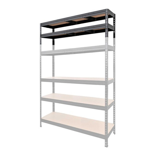 GoodHome Metal Extension for Metal Shelving Units 46 x 166 x 60 cm, 2 shelves, 300 kg