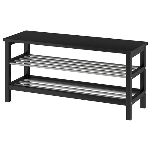 TJUSIG Bench with shoe storage, black, 108x50 cm