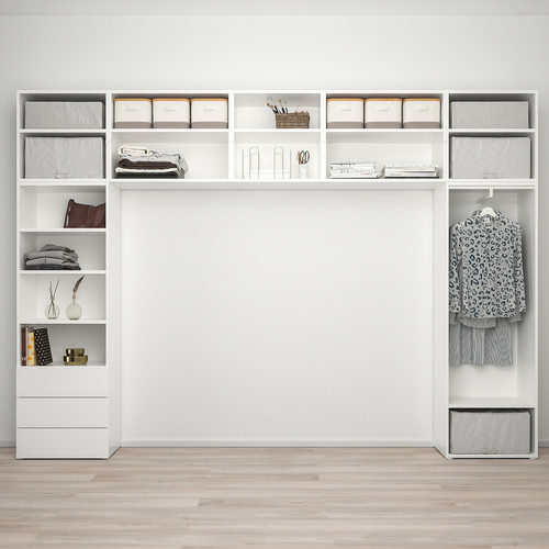 PLATSA Wardrobe with 8 doors+3 drawers, white/Fonnes Sannidal, 340x42x241 cm