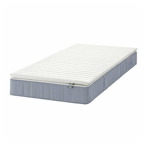 VESTERÖY Mattress and mattress pad, medium firm light blue/Näsfjället white, Standard Single