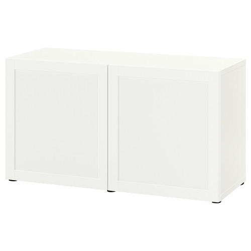 BESTÅ Storage combination with doors, white, Hanviken white, 120x42x65 cm