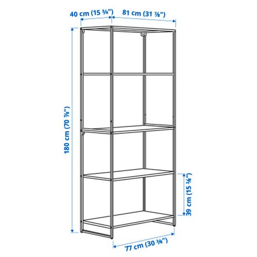 JOSTEIN Shelving unit, in/outdoor/metal white, 81x40x180 cm