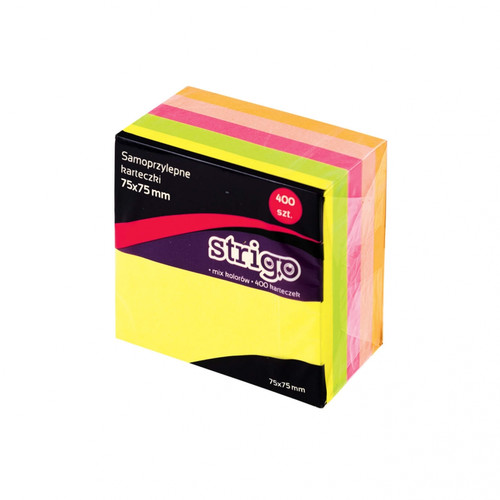 Strigo Sticky Notes 75x75mm 400pcs Neon