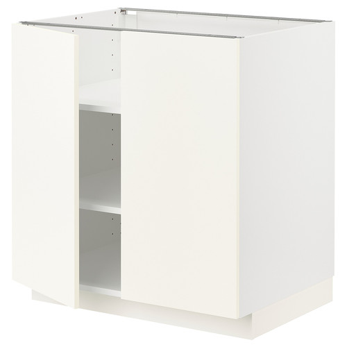 METOD Base cabinet with shelves/2 doors, white/Vallstena white, 80x60 cm