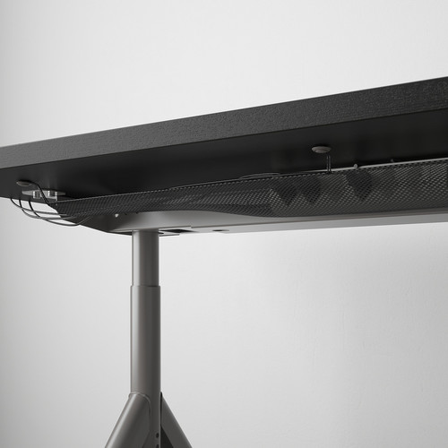 IDÅSEN Desk, black, dark grey, 160x80 cm