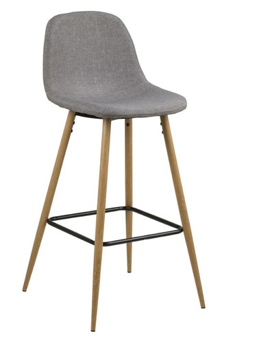 Bar Stool Wilma, light grey/oak