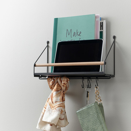 ÅKERBRUK Wall organiser w hooks, 42x12x26 cm