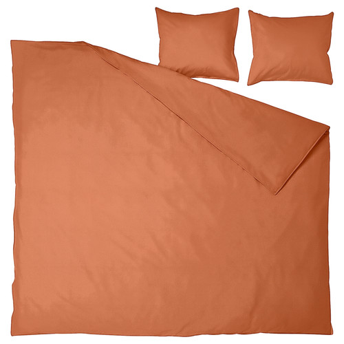 ÄNGSLILJA Duvet cover and 2 pillowcases, red-brown, 200x200/50x60 cm