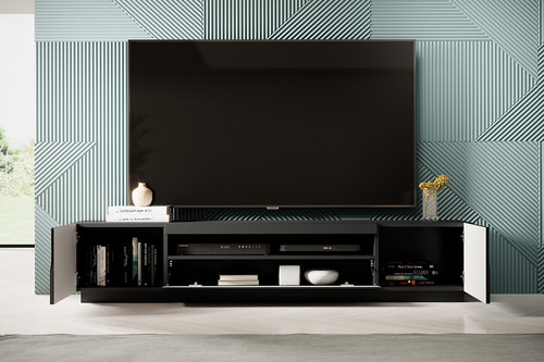 TV Cabinet Loftia 200 cm, black/matt black