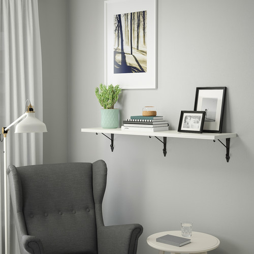 BERGSHULT / KROKSHULT Wall shelf, white, anthracite, 120x30 cm