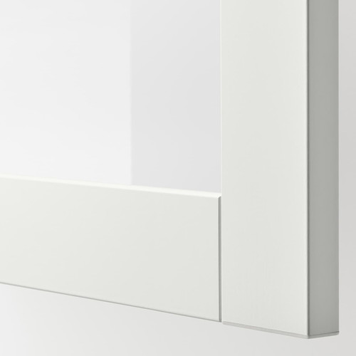 BESTÅ Storage combination w glass doors, white/Sutterviken/Kabbarp white clear glass, 60x42x202 cm