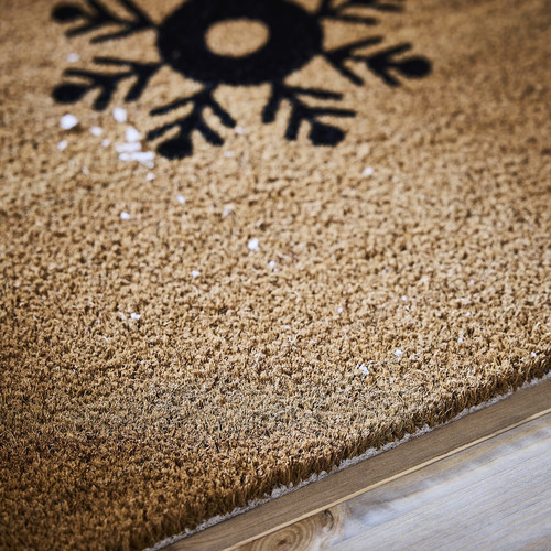 VINTERFINT Door mat, snowflake pattern natural, 60x90 cm