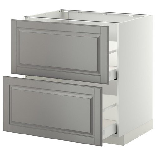 METOD / MAXIMERA Base cb 2 fronts/2 high drawers, white, Bodbyn grey, 80x60 cm