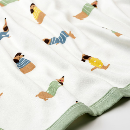 DRÖMSLOTT Blanket, puppy pattern/dot pattern multicolour, 80x100 cm
