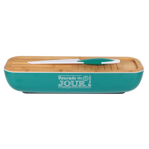 Bread Container, Chopping Board & Knife 3in1, turquoise