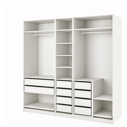 PAX Wardrobe combination, white, 250x58x236 cm