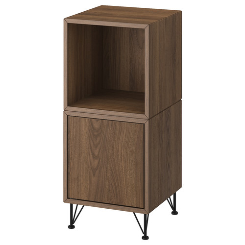 EKET Cabinet combination with legs, walnut effect/metal black, 35x35x80 cm