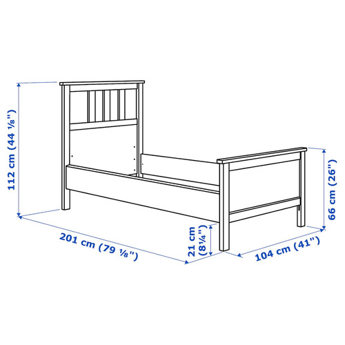 HEMNES Bed frame with mattress, white stain/Åkrehamn medium firm, 90x200 cm