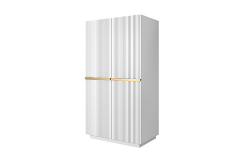 Wardrobe Nicole 100 cm, matt white, gold handles