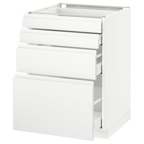 METOD / MAXIMERA Base cab 4 frnts/4 drawers, white/Voxtorp matt white, 60x60 cm