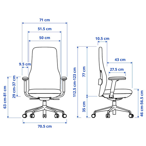 GRÖNFJÄLL Office chair with armrests, Letafors grey/black