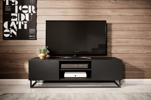 TV Cabinet Loftia Mini, metal base, black/matt black