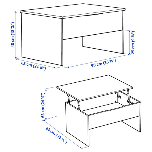 ÖSTAVALL Adjustable coffee table, white, 90 cm