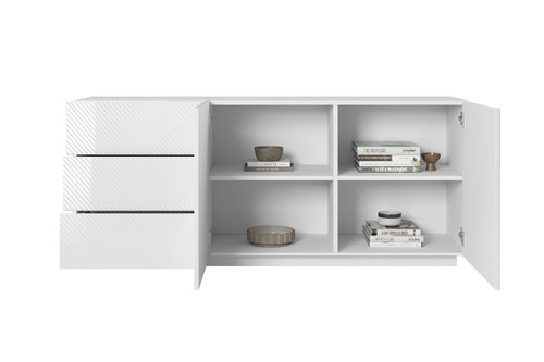 Cabinet with 2 Doors & 3 Drawers Asha 167cm, gloss white