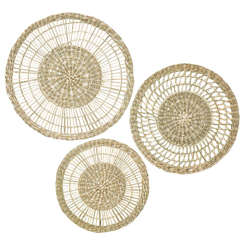 GILLSTAD Wall decoration, set of 3, sedge handmade