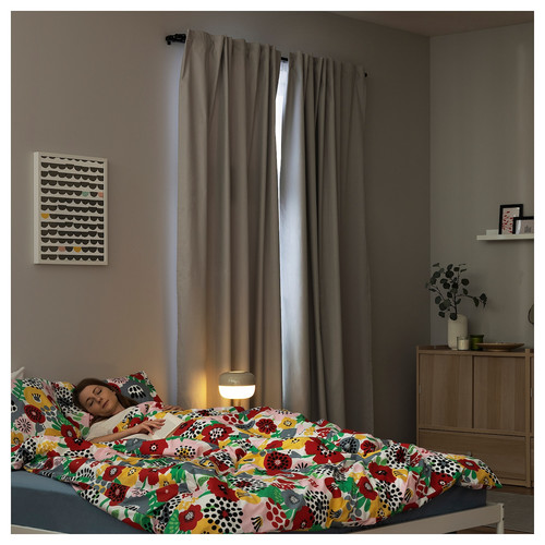 BRUKSVARA Room darkening curtain, 1 piece, grey, 140x250 cm