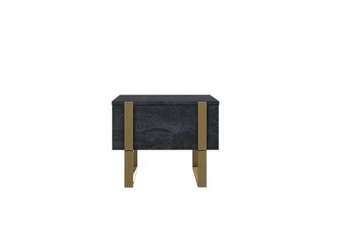 Nightstand Bedside Table Verica Set of 2, charcoal/gold legs