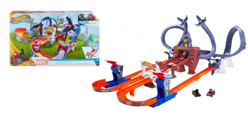 Hot Wheels Racerverse Spider-Man's Web-Slinging Speedway Track Set HPL34 4+